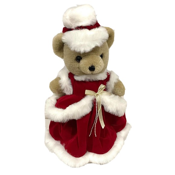 Dan Dee Collectors Choice Christmas Teddy Bear With Stand Red White Dress - Picture 5 of 8